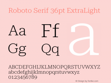 Roboto Serif 36pt ExtraLight Version 1.004图片样张