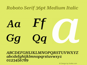 Roboto Serif 36pt Medium Italic Version 1.004图片样张
