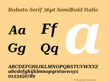 Roboto Serif 36pt SemiBold Italic Version 1.004图片样张
