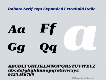 Roboto Serif 72pt Expanded ExtraBold Italic Version 1.004图片样张