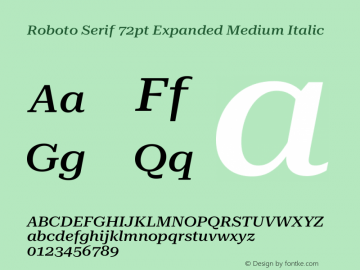 Roboto Serif 72pt Expanded Medium Italic Version 1.004图片样张