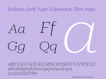 Roboto Serif 72pt Expanded Thin Italic Version 1.004图片样张