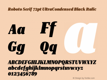 Roboto Serif 72pt UltraCondensed Black Italic Version 1.004图片样张