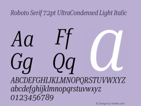 Roboto Serif 72pt UltraCondensed Light Italic Version 1.004图片样张