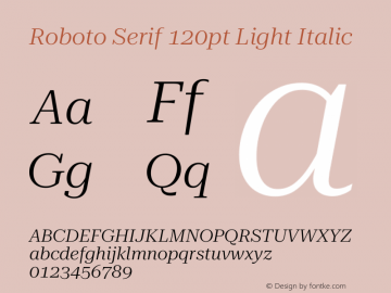 Roboto Serif 120pt Light Italic Version 1.004图片样张