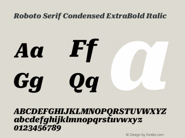 Roboto Serif Condensed ExtraBold Italic Version 1.004图片样张