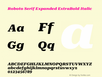 Roboto Serif Expanded ExtraBold Italic Version 1.004图片样张