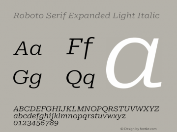 Roboto Serif Expanded Light Italic Version 1.004图片样张