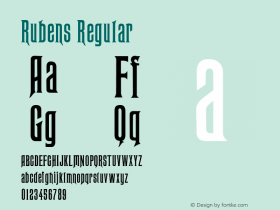 Rubens Regular Macromedia Fontographer 4.1.5 9/4/98 Font Sample