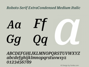 Roboto Serif ExtraCondensed Medium Italic Version 1.004图片样张