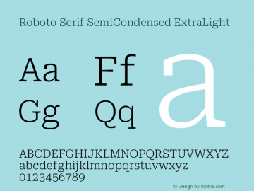 Roboto Serif SemiCondensed ExtraLight Version 1.004图片样张