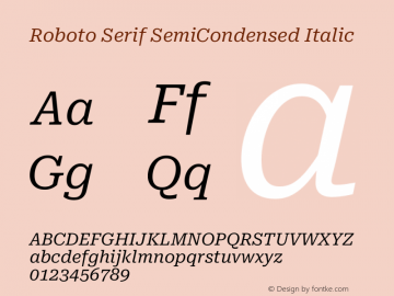 Roboto Serif SemiCondensed Italic Version 1.004图片样张