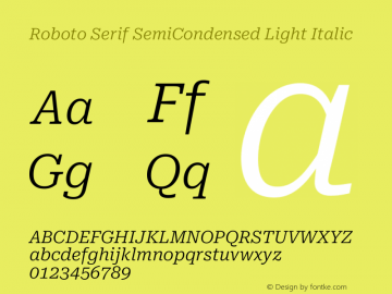Roboto Serif SemiCondensed Light Italic Version 1.004图片样张