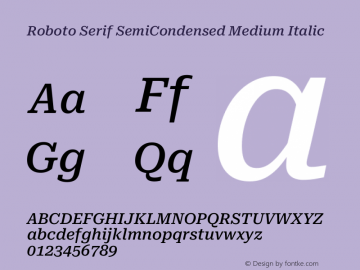 Roboto Serif SemiCondensed Medium Italic Version 1.004图片样张