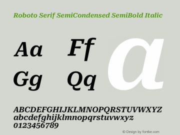 Roboto Serif SemiCondensed SemiBold Italic Version 1.004图片样张