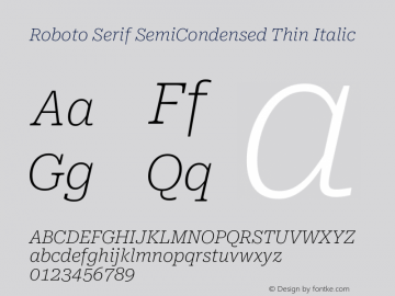 Roboto Serif SemiCondensed Thin Italic Version 1.004图片样张