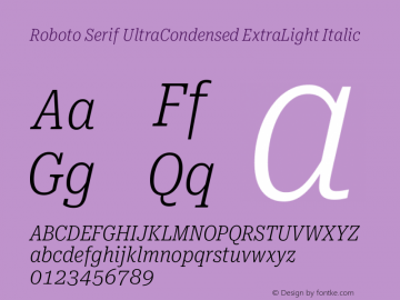 Roboto Serif UltraCondensed ExtraLight Italic Version 1.004图片样张