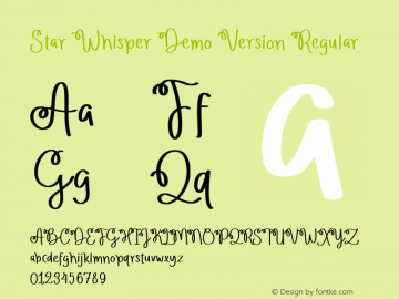 Star Whisper Demo Version Version 1.00;March 18, 2021;FontCreator 12.0.0.2565 64-bit图片样张