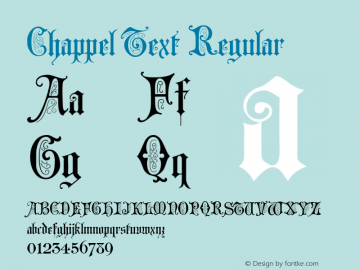 Chappel Text Regular Macromedia Fontographer 4.1.4 7/20/99图片样张