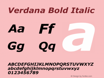 Verdana Bold Italic Version 2.40图片样张
