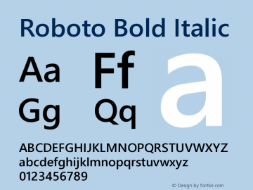 Roboto Bold Italic Version 2.132; 2016图片样张