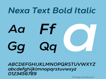 Nexa Text Bold Italic Version 1.001图片样张