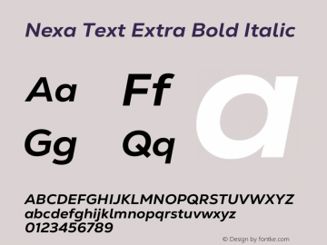 Nexa Text Extra Bold Italic Version 1.001; ttfautohint (v1.8)图片样张