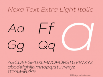 Nexa Text Extra Light Italic Version 1.001图片样张