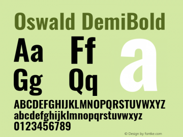 Oswald DemiBold Version 3.00 September 27, 2019图片样张
