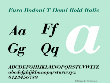 Euro Bodoni T Demi Bold Italic Version 001.005图片样张