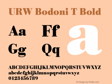 URW Bodoni T Bold Extra Narrow Version 001.005图片样张