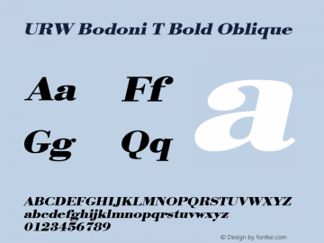 URW Bodoni T Bold Extra Wide Oblique Version 001.005图片样张