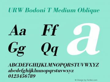 URW Bodoni T Medium Narrow Oblique Version 001.005图片样张