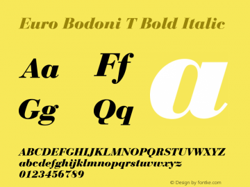Euro Bodoni T Bold Italic Version 001.005图片样张