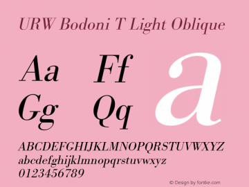 URW Bodoni T Light Narrow Oblique Version 001.005图片样张