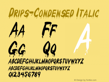 Drips-Condensed Italic 1.0/1995: 2.0/2001 Font Sample