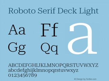 Roboto Serif Deck Light Version 1.001;PS 1.1;hotconv 16.6.54;makeotf.lib2.5.65590图片样张