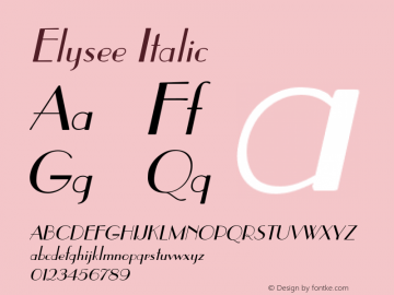 Elysee Italic 1.0/1995: 2.0/2001 Font Sample