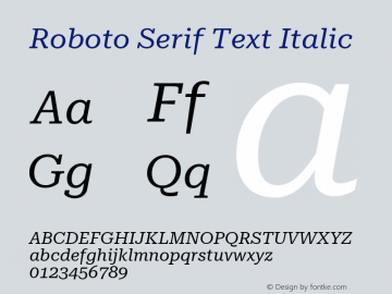 Roboto Serif Text Italic Version 1.001 2019图片样张