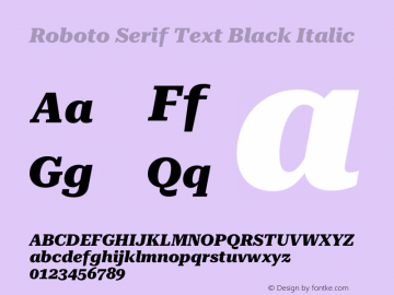 Roboto Serif Text Black Italic Version 1.001 2018图片样张