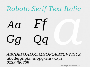 Roboto Serif Text Italic Version 1.001 2018图片样张