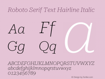 Roboto Serif Text Hairline Italic Version 1.001 2018图片样张