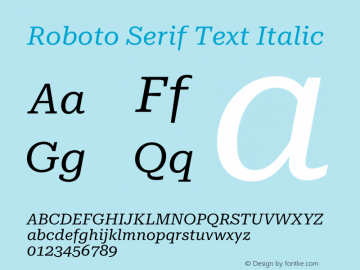 Roboto Serif Text Italic Version 1.001 2018图片样张