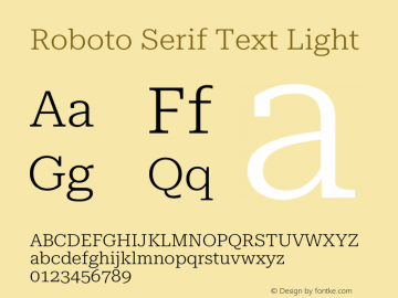 Roboto Serif Text Light Version 1.001;PS 1.1;hotconv 16.6.54;makeotf.lib2.5.65590图片样张
