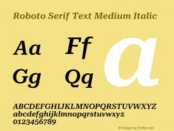 Roboto Serif Text Medium Italic Version 1.001;PS 1.1;hotconv 16.6.54;makeotf.lib2.5.65590图片样张