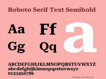 Roboto Serif Text Semibold Version 1.001;PS 1.1;hotconv 16.6.54;makeotf.lib2.5.65590图片样张