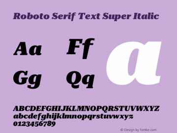 Roboto Serif Text Super Italic Version 1.001;PS 1.1;hotconv 16.6.54;makeotf.lib2.5.65590图片样张