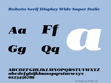 Roboto Serif Display Wide Super Italic Version 1.001;hotconv 1.0.109;makeotfexe 2.5.65596 DEVELOPMENT图片样张