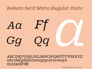 Roboto Serif Micro Regular Italic Version 1.001 2019图片样张