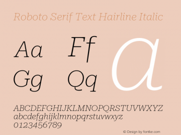 Roboto Serif Text Hairline Italic Version 0.000图片样张